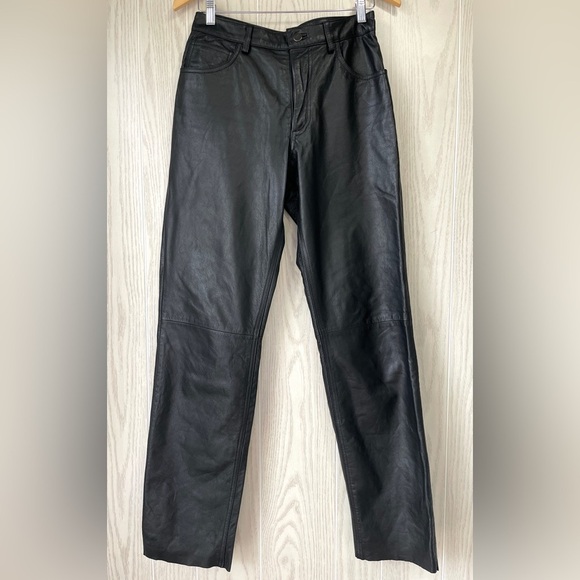 American Classics Colebrook Black Leather Pants Size 30 EUC - Picture 1 of 4